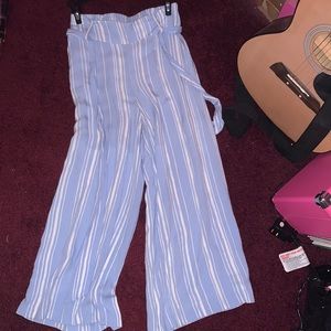 Blue and white striped pants